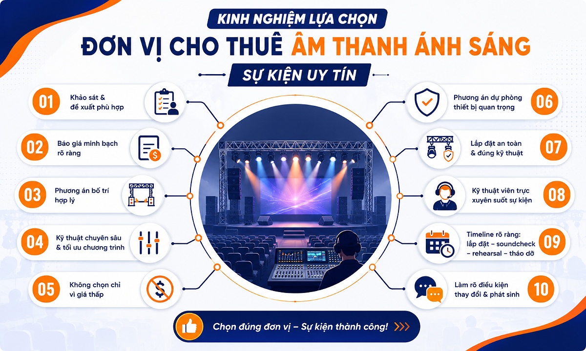 Cách lựa chọn đơn vị cho thuê âm thanh ánh sáng sự kiện chuyên nghiệp