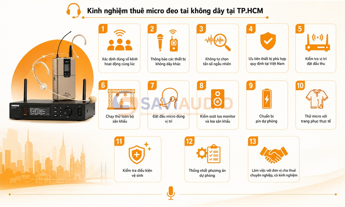Kinh nghiệm thuê micro đeo tai không dây tại TP.HCM
