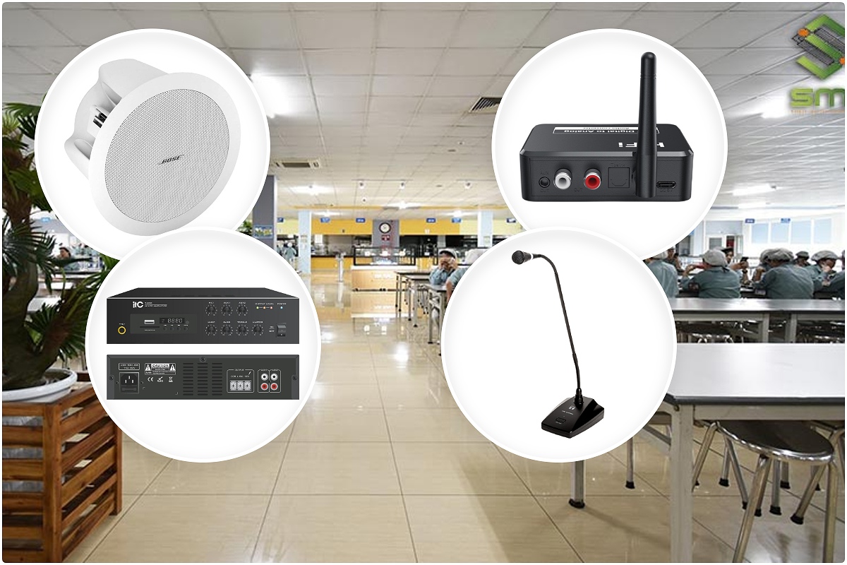 Cấu hình loa phát nhạc nền cho nhà ăn, khu sinh hoạt
