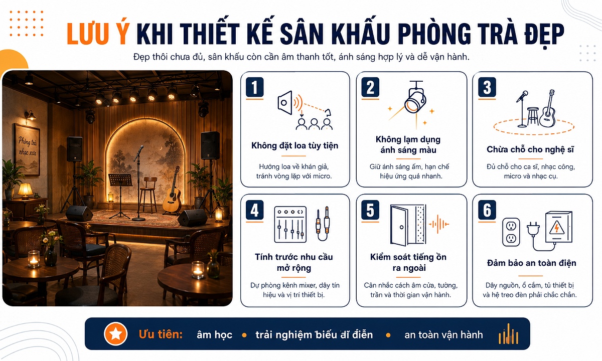 Các lưu ý quan trọng khi thiết kế sân khấu phòng trà đẹp