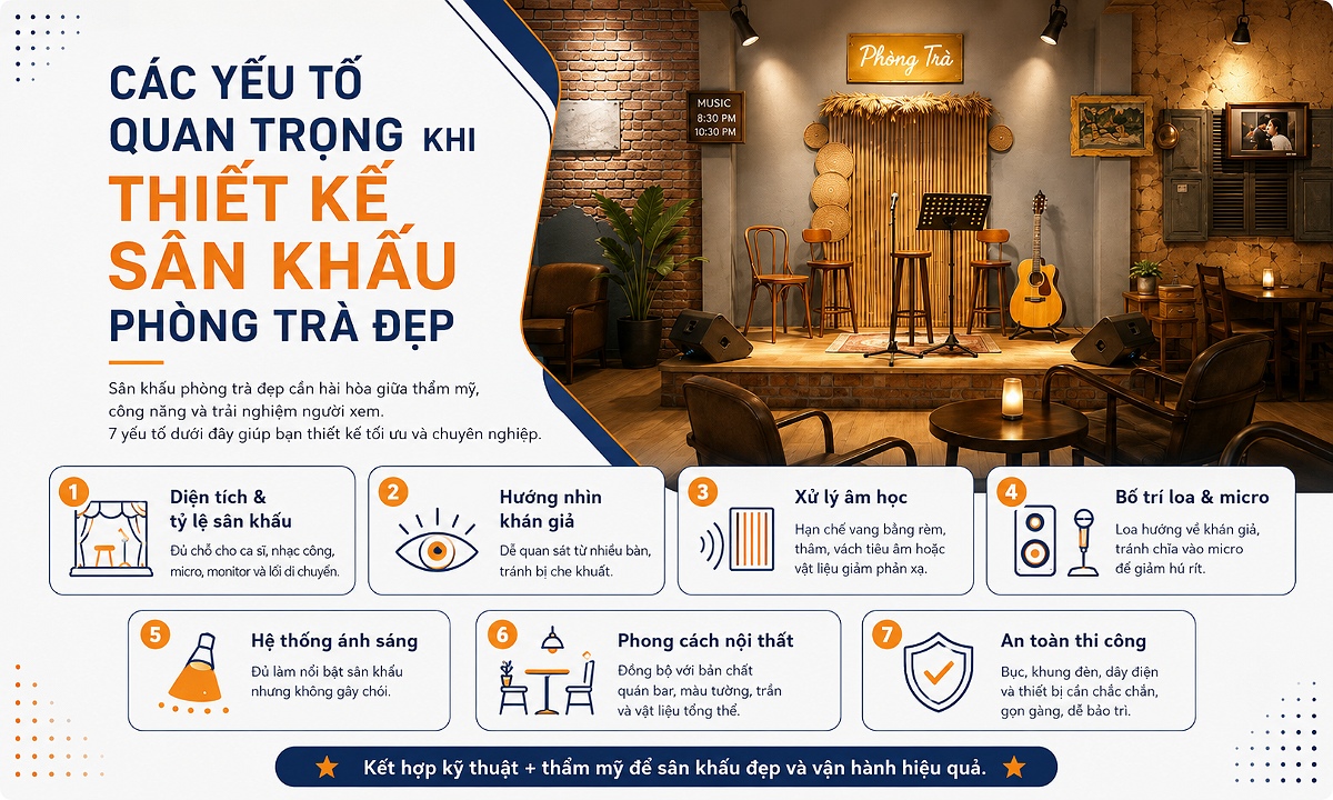 Những yếu tố cần lưu ý khi thiết kế sân khấu phòng trà đẹp