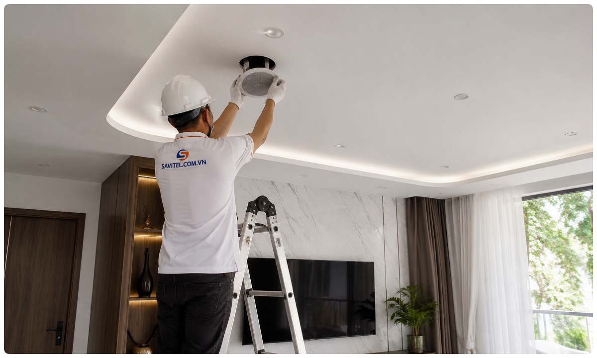Lắp loa âm trần cho gia đình, phòng khách và phòng phim
