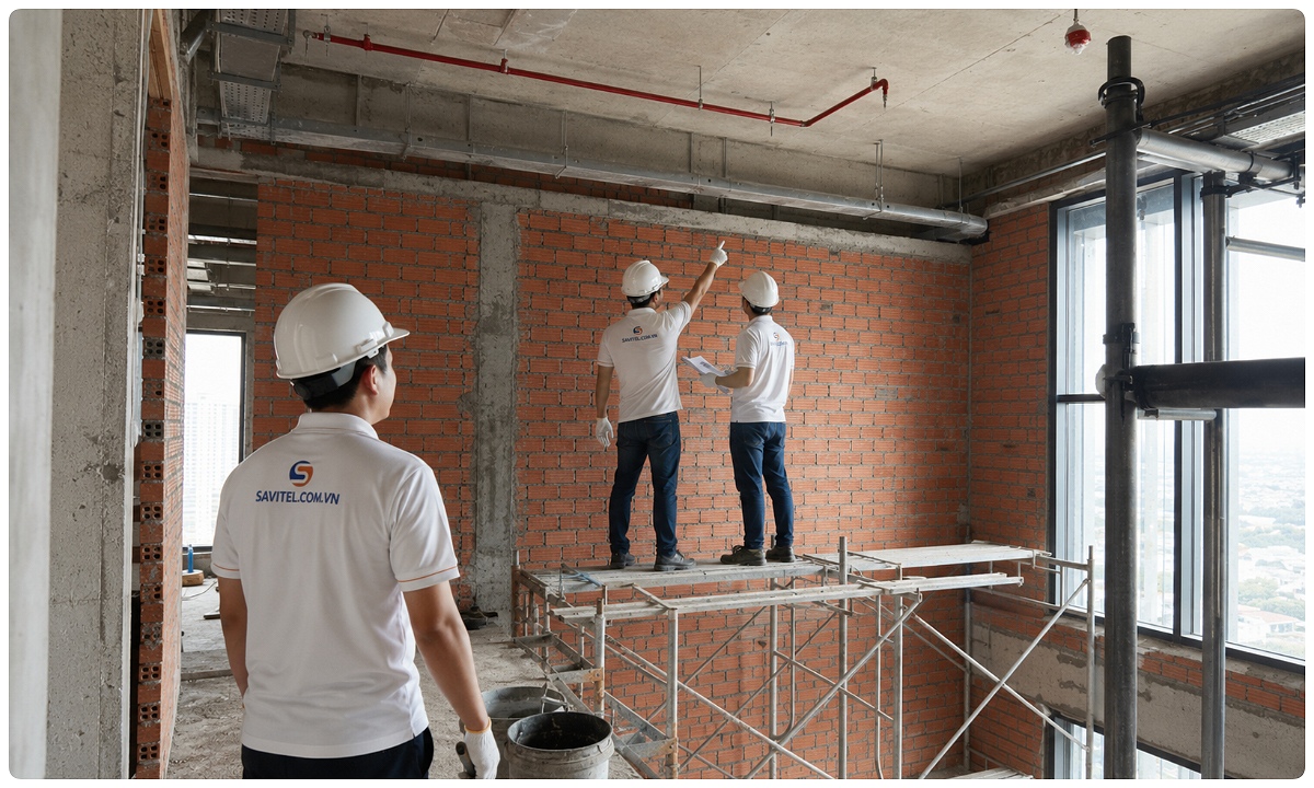 Khảo sát trần, tường, nguồn điện và đường đi dây