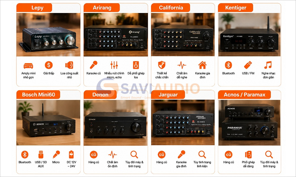Các thương hiệu có cung cấp amply